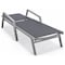 Leisuremod Marlin Grey Aluminum Patio Chaise Lounge Chair With Arms Set of 2 with Square Fire Pit Table, Black MLAGRCF21-77BL2 - alternate 9