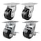 Hyw Products Heavy Duty Caster Set 4in Phenolic Wheels, 2 Swivel & 2 Swivel with Brake, 4PK 40-40S-A1-PH-2,40-40S-A1-PH-TB-2 - alternate 1