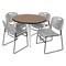 Regency Round Kahlo Breakroom Table W/ 4 Zeng Stack Chairs, 36 in W, 36 in L, Noble Oak TPL36RNDNOCM44GY - alternate 1