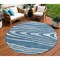 Homeroots 8' Navy Blue Denim Blue And Ivory Round Faux Bois Washable Indoor Outdoor Area Rug 614493 - alternate 1