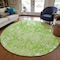 Homeroots 8' Lime Green And Ivory Round Striped Washable Indoor Outdoor Area Rug 596688 - alternate 4