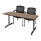 Regency Kobe T-Base Training Seminar Table W/ 2 Knight Mesh Chairs, 72 in W, 24 in L, Noble Oak MKTRCT7224NO56CBK - alternate 1