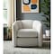 Homeroots 34" Off White and Natural Fabric Wood And Rattan Swivel Arm Chair 635754 - alternate 8
