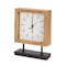 Homeroots 11" Natural And Black Solid Wood And Metal Square Table Clock 609402 - alternate 1
