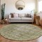 Homeroots 8' Olive Green Round Oriental Washable Indoor Outdoor Area Rug 607568 - alternate 7