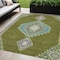 Homeroots 5' X 8' Olive Green Pink And Ivory Oriental Washable Indoor Outdoor Area Rug 598431 - alternate 1