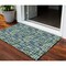 Homeroots 3' X 5' Navy Blue Green And Ivory Abstract Washable Indoor Outdoor Area Rug 602575 - alternate 1