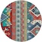 Homeroots 8' Red Pink And Teal Blue Round Aztec Washable Indoor Outdoor Area Rug 598504 - alternate 7