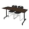 Regency Kobe Mobile T-Base Training Table W/ 2 Zeng Stack Chairs, 72 in W, 24 in L, Neo Walnut MKTRCC7224NW44BK - alternate 1