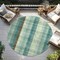 Homeroots 8' Sage Mint Green And Teal Blue Round Plaid Washable Indoor Outdoor Area Rug 614007 - alternate 8