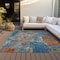 Homeroots 5' X 8' Navy Blue Orange And Ivory Abstract Washable Indoor Outdoor Area Rug 596879 - alternate 7