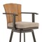 Armen Living Hazel Outdoor Patio Swivel Counter Stool in Aluminum with Teak Wood and Brown Cushion LCHABABRN26 - alternate 8