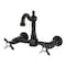 Kingston Brass Two-Handle Wall Mount Bridge Kitchen Faucet, Matte Black KS2440BEX - alternate 1
