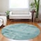 Homeroots 8' Teal Blue And Ivory Round Abstract Washable Indoor Outdoor Area Rug 602751 - alternate 9