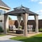 Sunjoy Kingston 10x10  Gazebo, Steel & PC Roof Hardtop Gazebo, Curtain, Netting, Woodgrain Aluminum Posts A10204382000 - alternate 1