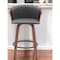 Homeroots 26" Gray and Wood Brown Faux Leather with Solid Wood Swivel Counter Height Bar Chair 534416 - alternate 1