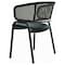 Leisuremod Ervilla Dining Chair in Black Steel Frame with Black Wicker Back and Black Seat, 2PK ECBL-20BL-BL2 - alternate 7