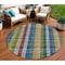 Homeroots 8' Navy Blue Pink And Sage Round Plaid Washable Indoor Outdoor Area Rug 613977 - alternate 1