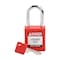 Brady Padlock, Keyed Different, Nylon, Red, 1 1/2 in Shackle Height, 1 1/2 in Body Width, 1 No. of Keys SDPL-RED-38ST-KD - alternate 1