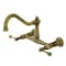 Kingston Brass Double-Handle Wall Mount Bathroom Faucet, Antique Brass KS3243BL - alternate 1