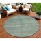Homeroots 8' Teal Blue Gold And Taupe Round Southwestern Washable Indoor Outdoor Area Rug 615982 - alternate 1