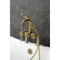 Kingston Brass 7" Center Deck-Mount Clawfoot Tub Faucet with Hand Shower, Brushed Brass AE8407CG - alternate 4