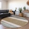Homeroots 8' Brown Ivory And Blue Round Abstract Washable Indoor Outdoor Area Rug 615274 - alternate 7