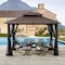 Sunjoy 10 ft. x 12 ft. Black and Brown Steel Gazebo with 2-tier Hip Roof Hardtop A102009100 - alternate 6