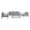 Armen Living Crown Aluminum and Teak Wood Outdoor Coffee Table in Black SETODCRBLBX4 - alternate 1