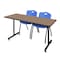 Regency Kobe T-Base Training Seminar Table W/ 2 M Stack Chairs, 66 in W, 24 in L, Noble Oak MKTRCT6624NO47BE - alternate 1
