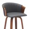 Homeroots 30" Gray And Wood Brown Faux Leather Swivel Bar Height Bar Chair 534421 - alternate 8