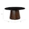 Homeroots 35" Black and Walnut Genuine Marble and Solid Wood Round Pedestal Coffee Table 565083 - alternate 8