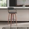 Armen Living Willow 25.5in Swivel Walnut Wood Counter Stool in Black Faux Leather with Golden Bronze Metal LCWIBAWABLK26 - alternate 8