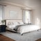 Martha Stewart Jett King Size Solid Wood Platform Bed w/Upholstered Base/Inset Paneled Headboard, Dark Brown/Beige MG-0900271F-K-DKBRN-BG-MS - alternate 1