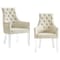 Homeroots Set of Two Tufted Cream and Clear Upholstered Linen Dining Arm Chairs 543547 - alternate 8