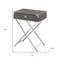 Homeroots 24" Silver And Deep Taupe Wood And Metal End Table With Drawer 333262 - alternate 5