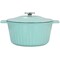 Martha Stewart Eastholm Enameled Cast Iron 3 Quart  Embossed Stripe Dutch Oven with Lid in Turquoise 129051.02 - alternate 1