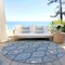 Homeroots 8' Navy Blue Ivory And Taupe Round Floral Medallion Washable Indoor Outdoor Area Rug 614607 - alternate 6