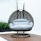 Leisuremod Beige Wicker Hanging 2 person Egg Swing Chair with Light Grey Cushions ESCBG-57LGR - alternate 7