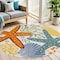 Homeroots 5' Blue Yellow And Orange Round Starfish Indoor Outdoor Area Rug 546827 - alternate 9