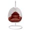 Leisuremod White Wicker Hanging Egg Swing Chair with Cherry Cushions ESCW-40CHR - alternate 9