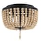 Jonathan Y Allison 10" 2-Light Shabby Chic Farmhouse Wood Beaded/Metal LED Flush Mount, Black/Cream JYL9074B - alternate 8