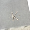 Homeroots 55" X 70" Gray White Herringbone Cotton Blend K Initial Throw Blanket with Tassels Embroidery 655534 - alternate 6
