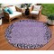 Homeroots 8' Purple Round Animal Print Washable Indoor Outdoor Area Rug 607664 - alternate 1