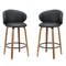 Homeroots Set of Two 26" Black and Brown Faux Leather and Solid Wood Low Back Counter Height Bar Chairs, 2PK 555080 - alternate 1