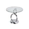 Homeroots 21" Clear and Silver Glass and Metal Round Pedestal End Table 554647 - alternate 1