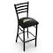Holland Bar Stool Co 30" Blk Wrinkle Western Michigan Stationary Bar Stool, Ladder Back L00430WestMI - alternate 1