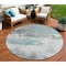 Homeroots 8' Teal Blue And Gray Round Abstract Washable Indoor Outdoor Area Rug 617742 - alternate 1