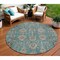 Homeroots 8' Teal Blue Aqua And Beige Round Oriental Washable Indoor Outdoor Area Rug 582136 - alternate 1