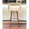Homeroots 31" Cream And Wood Brown Faux Leather Swivel Bar Height Bar Chair 534469 - alternate 1
